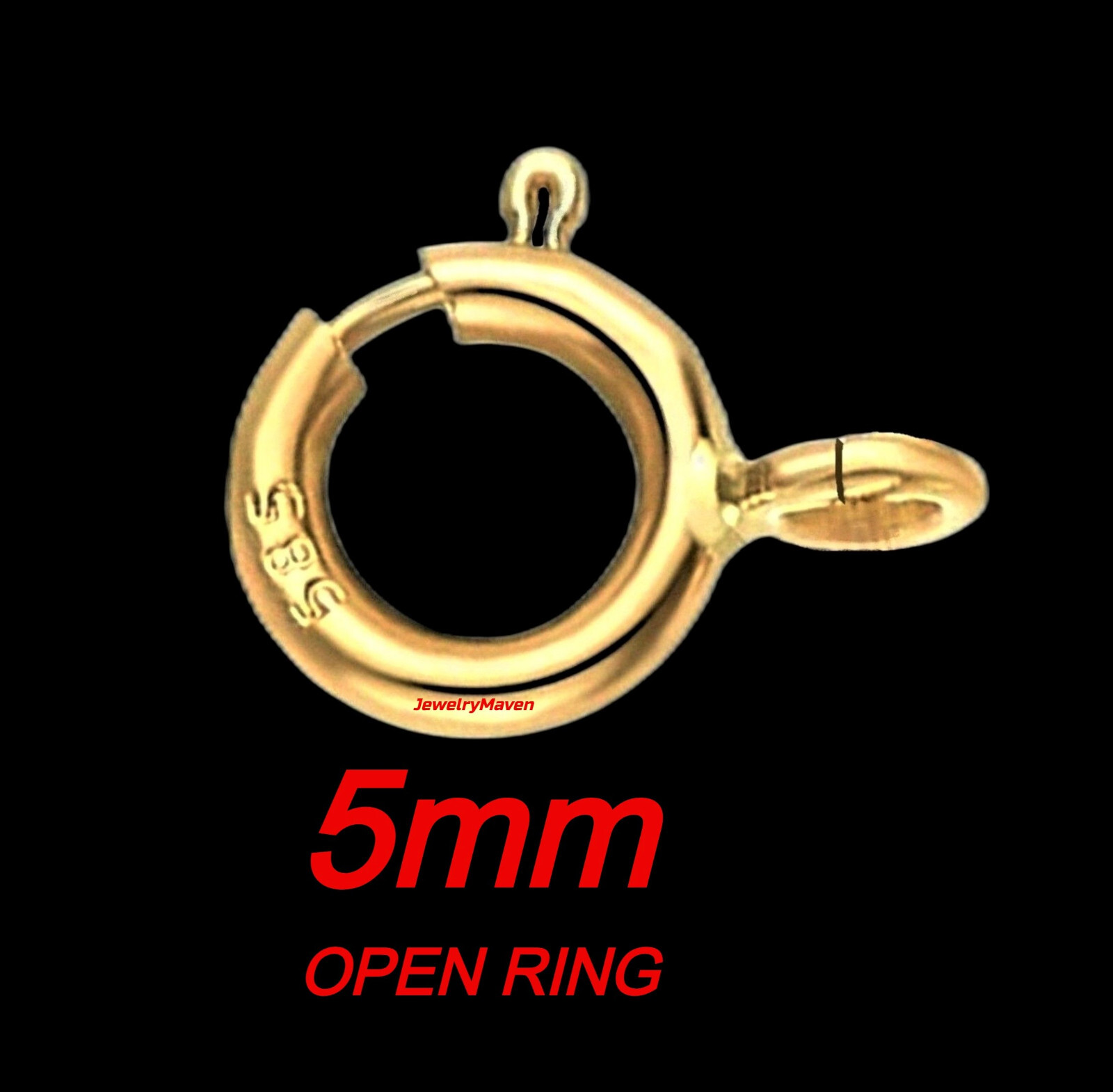 5mm STANDARD WEIGHT 14k Solid Yellow Gold Spring Ring Clasp OPEN Jump USA