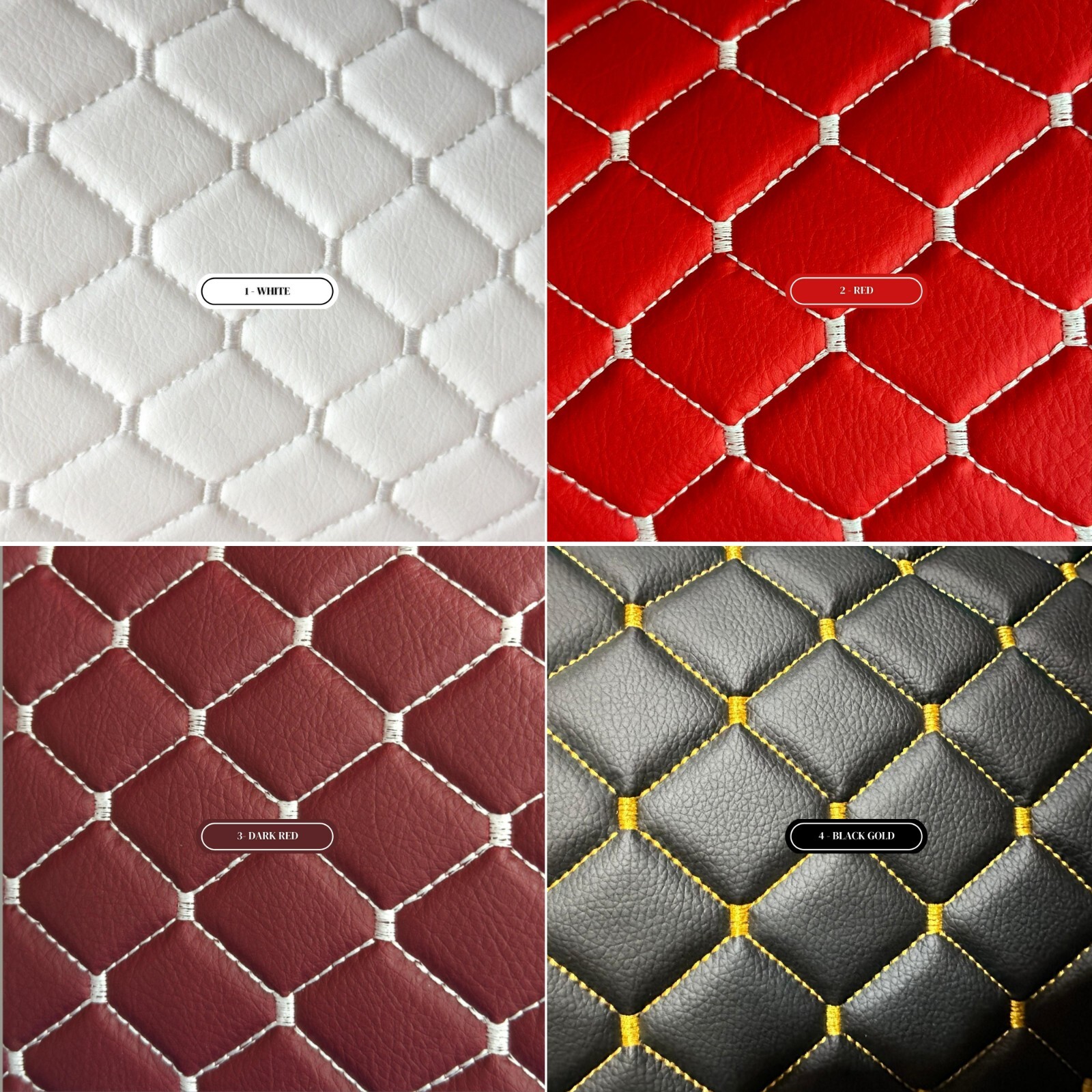 Stitched Vinyl Synthetic Leather Auto Upholstery Material | 2″x2″ 5x5cm Rhombus