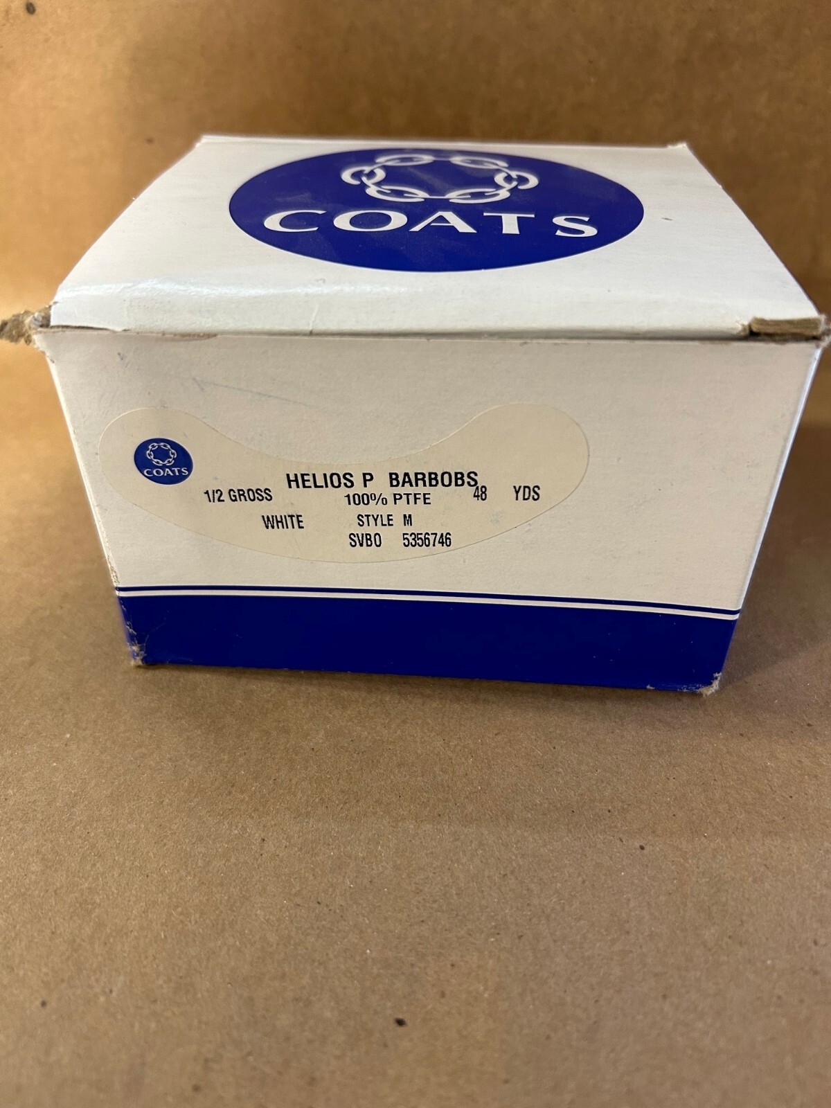 T-138 STYLE M COATS HELIOS P (PTFE) WHITE BOBBINS 1/2 GROSS (72 PCS)