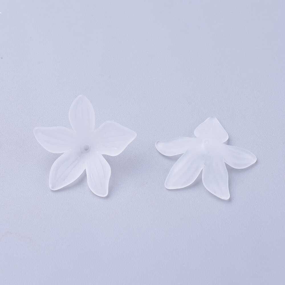 Acrylic Flower Beads White Clear Day Lily Beads 27mm Large Jewelry Making 10pcs