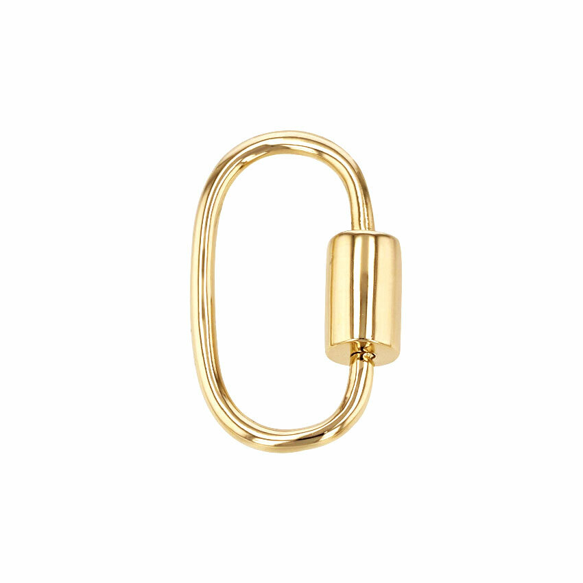 14K Gold Plain Carabiner Clasp With Screw Closure