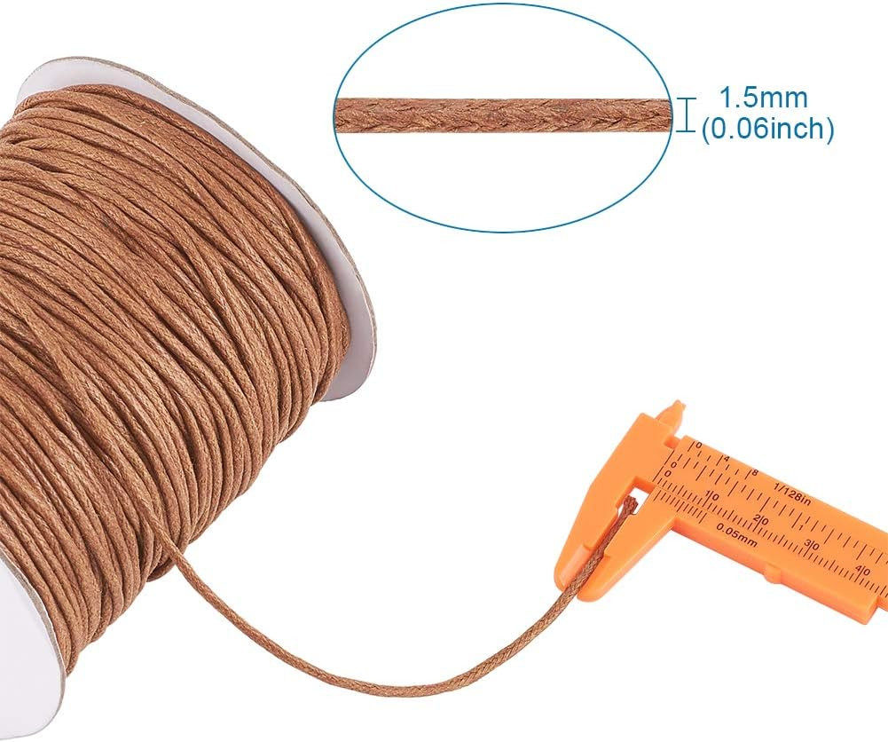 100 Yards 1.5Mm Waxed Cotton Cord Macrame Bracelet Necklace Beading Thread