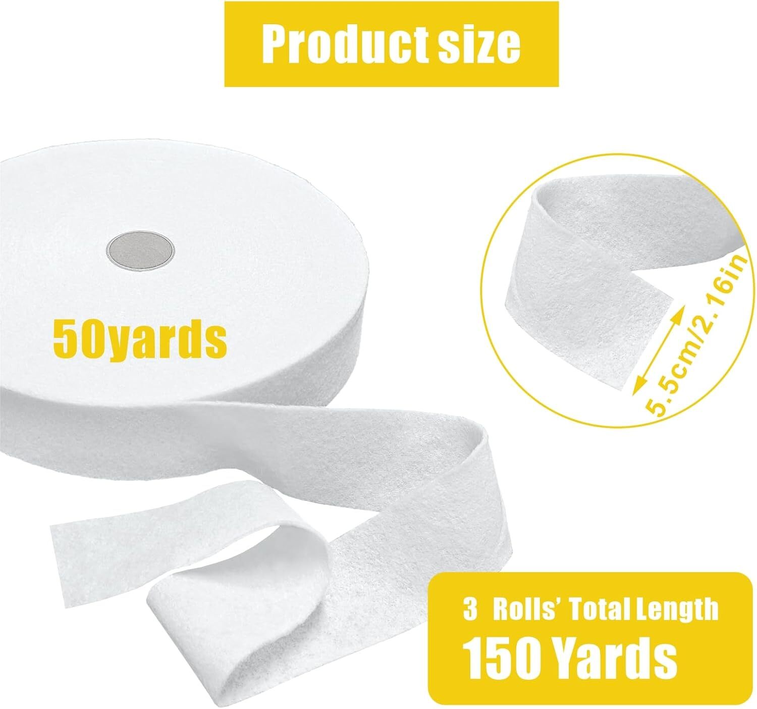 3 Rolls Jelly Roll Batting Strips for Rugs 2 1/4 in Cotton Blend Batting on a…