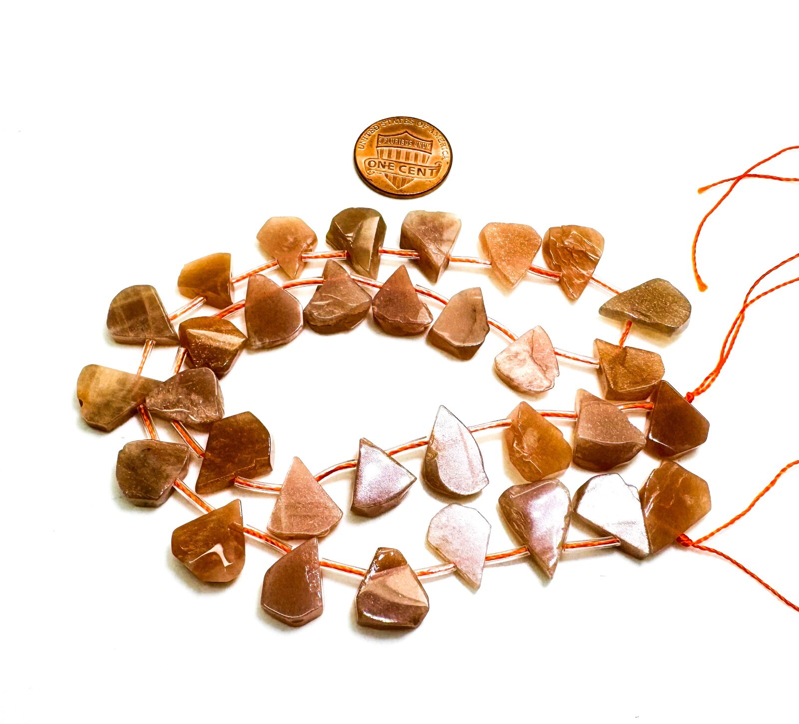 Natural Peach Moonstone Teardrop Pear Smooth Polished Gemstone Beads – PGS172