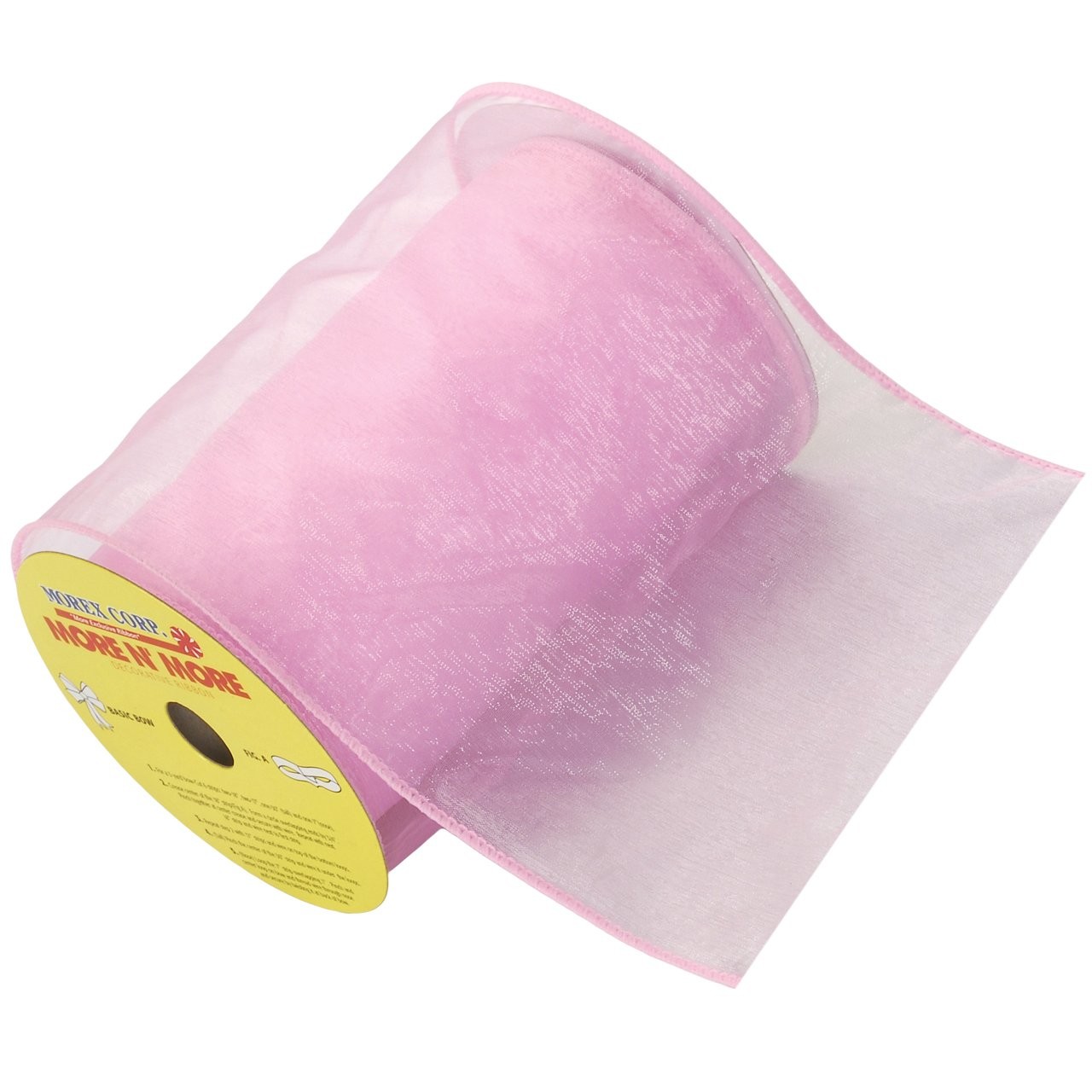 6 Inch x 10 Yard Light Pink Wired Chiffon Ribbon Spool Gift Wrap Bow Craft