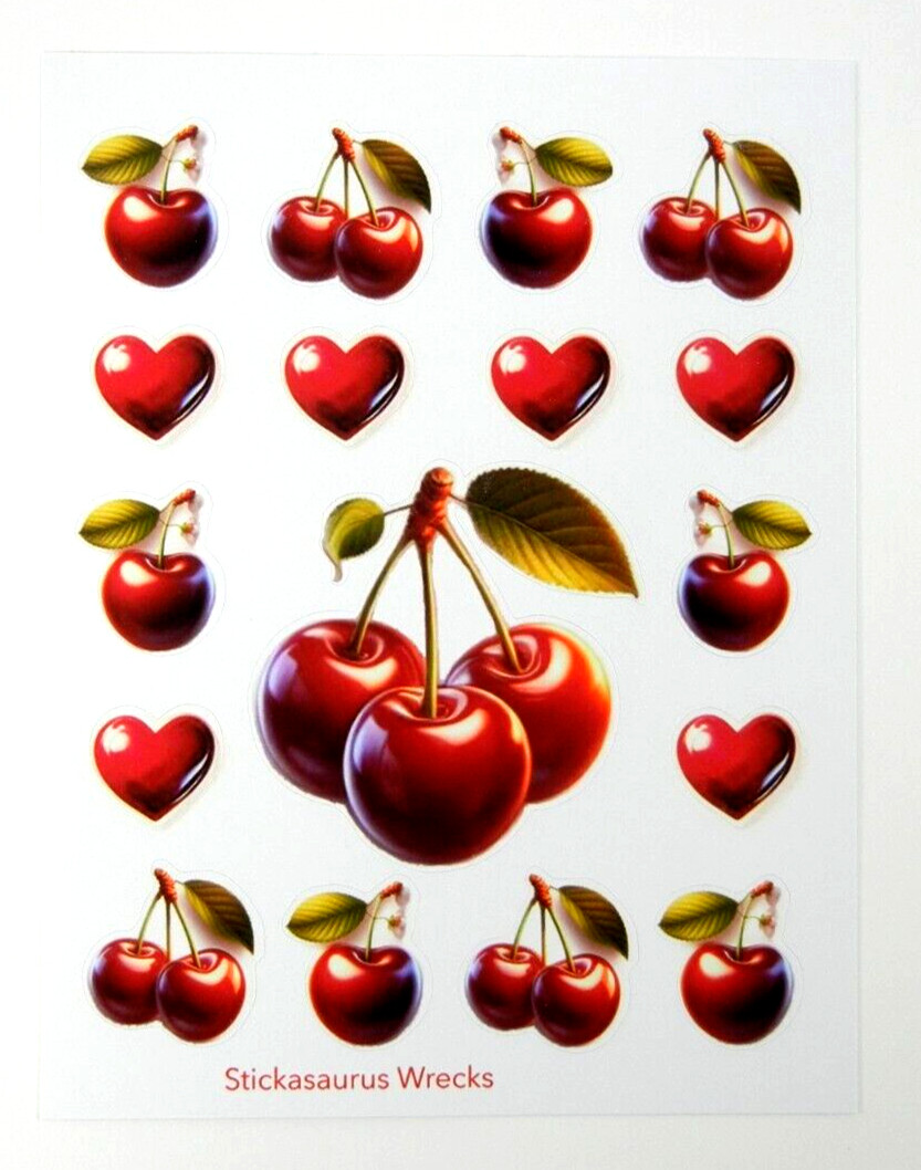 Cherries & Hearts Sticker Sheet