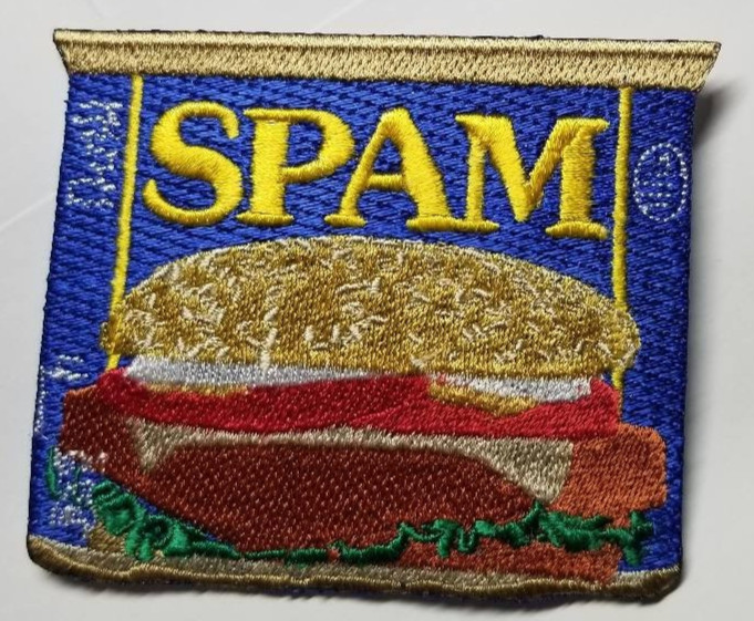 SPAM Embroidered Patch approx 2.75X3.25″