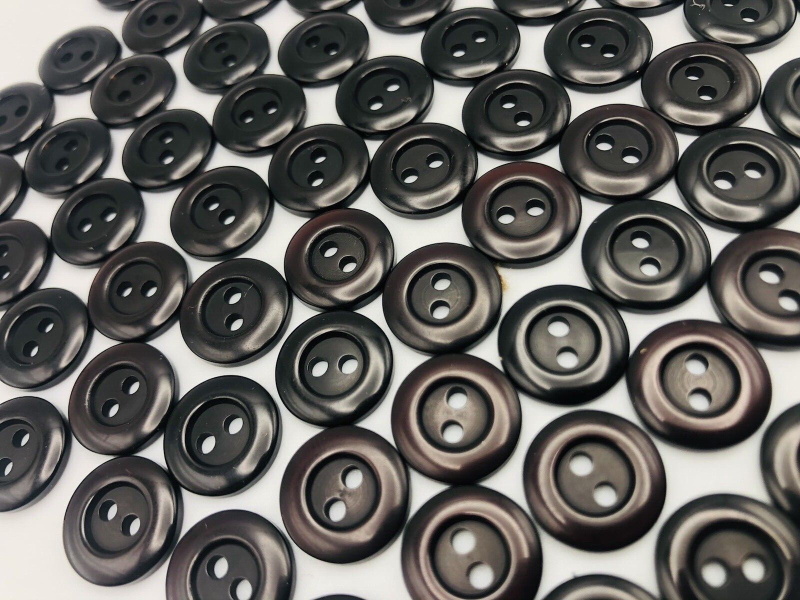 Vtg Dark Red Opaque Round 2-Hole Button w/ Raised Edge 13mm Lot of 8 & 80 D816wc