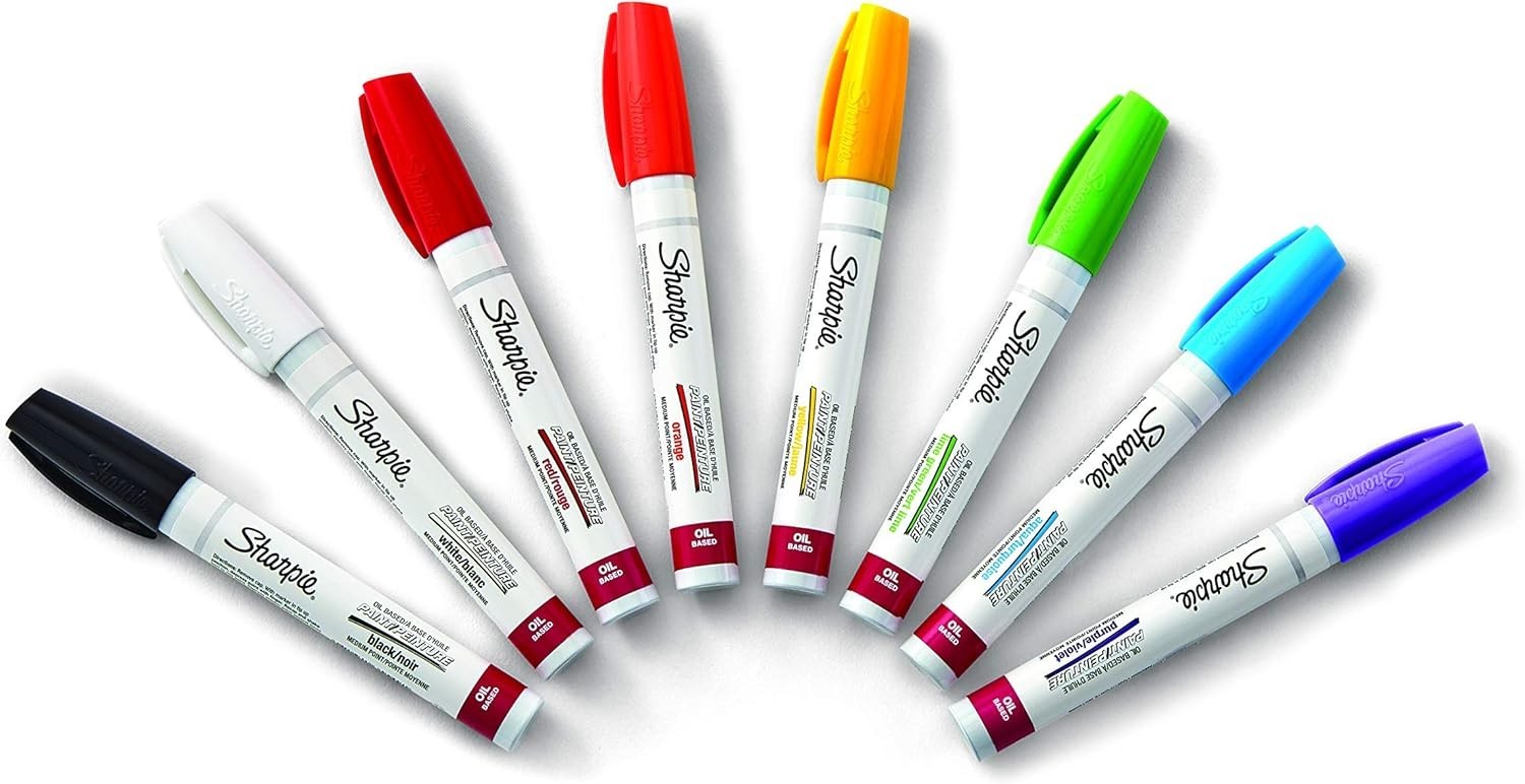 Sharpie Oil-Based Paint Markers 8-Pack Medium Point Assorted Colors Art Painting