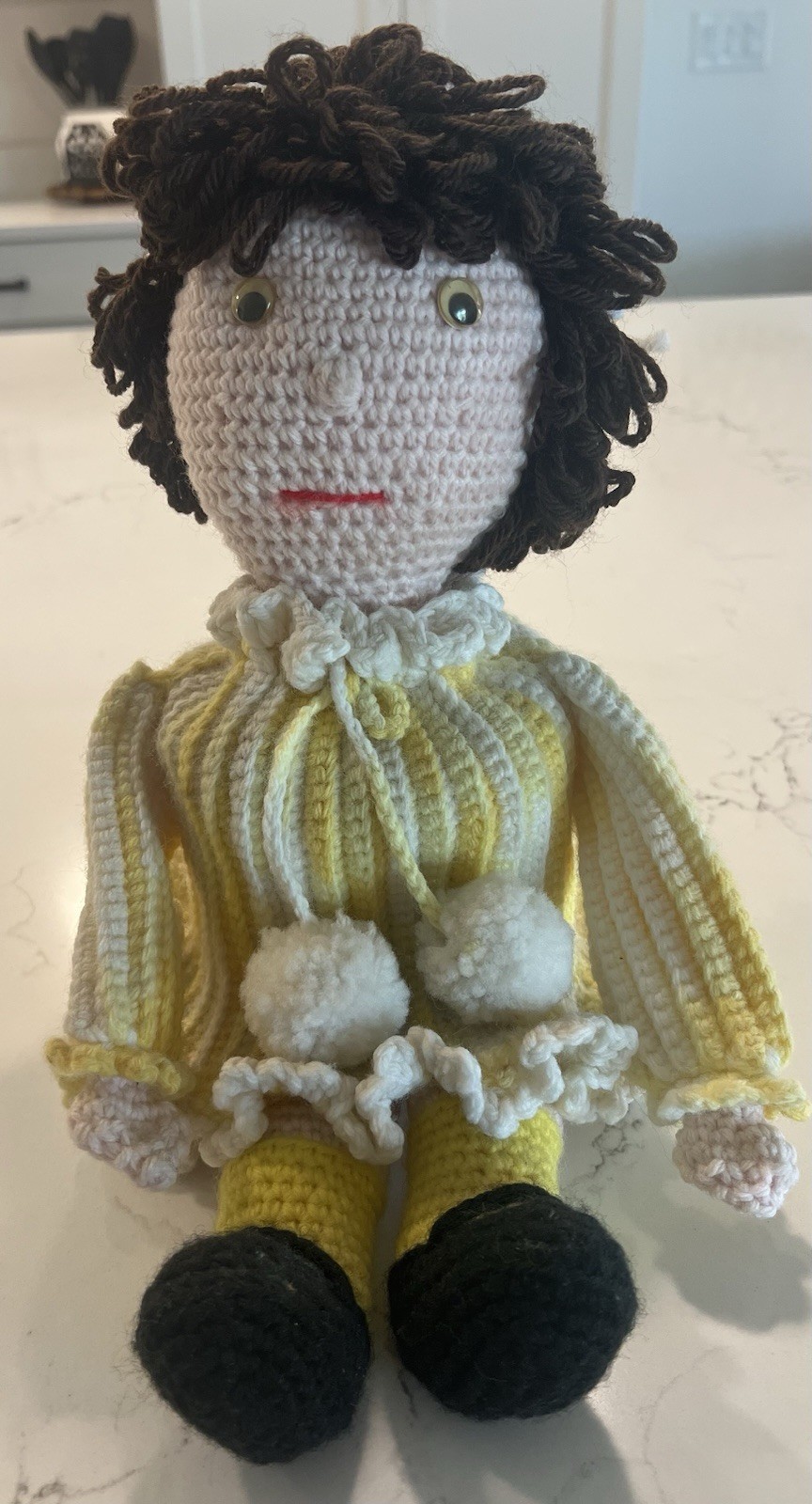Vtg Handmade Crocheted Toilet Paper Roll Cover Doll With Arms & Legs