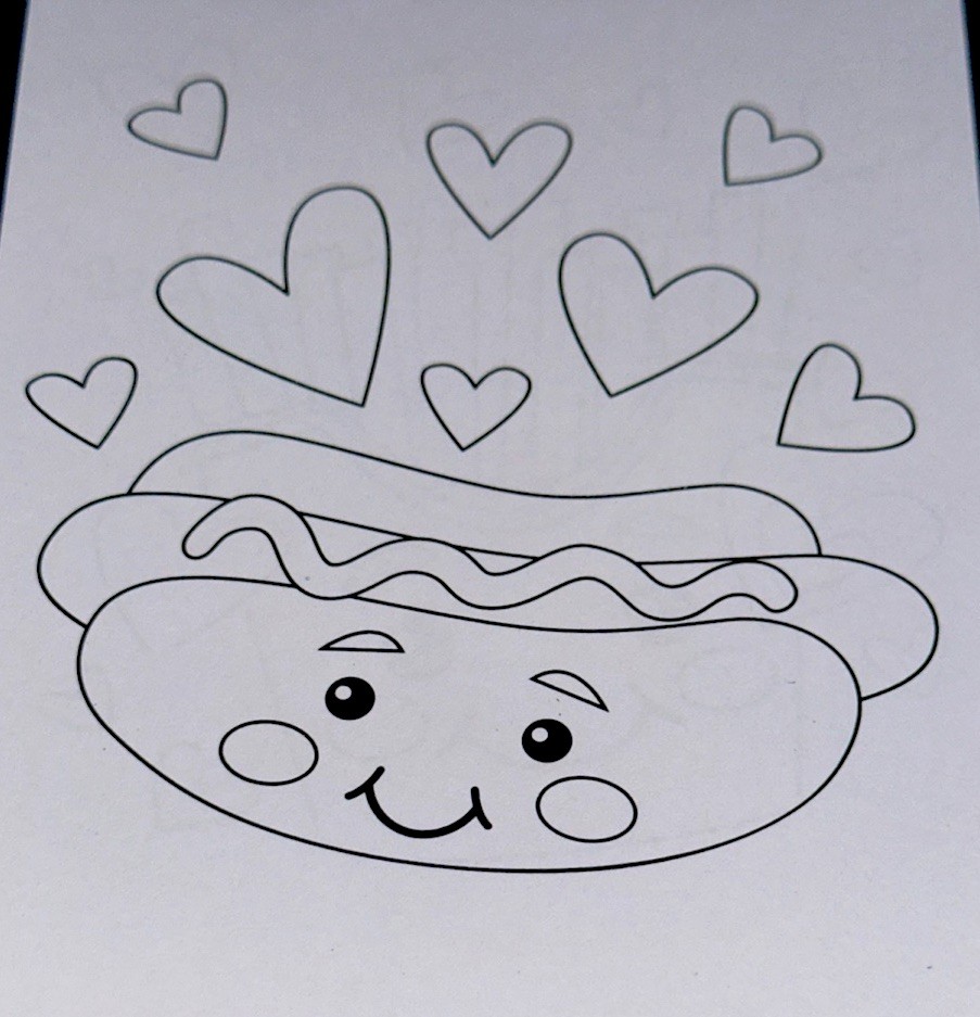 COLORING SHEETS BOOK✨🌭✨🍟✨🍕✨🍔✨5” X 4”✨LOVE✨FUN TIME✨CUTE✨AWESOME✨❤️💫