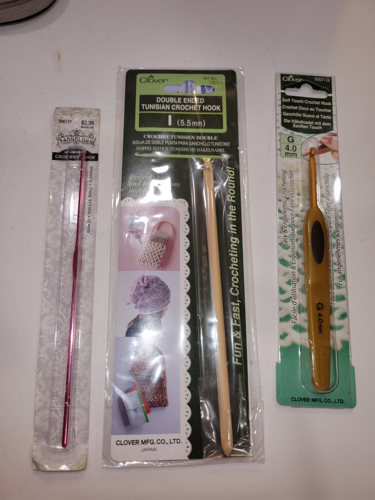 Lot Of Crochet Hooks Metal Wood Plastic Double End Large Handle Soft Touch Case
