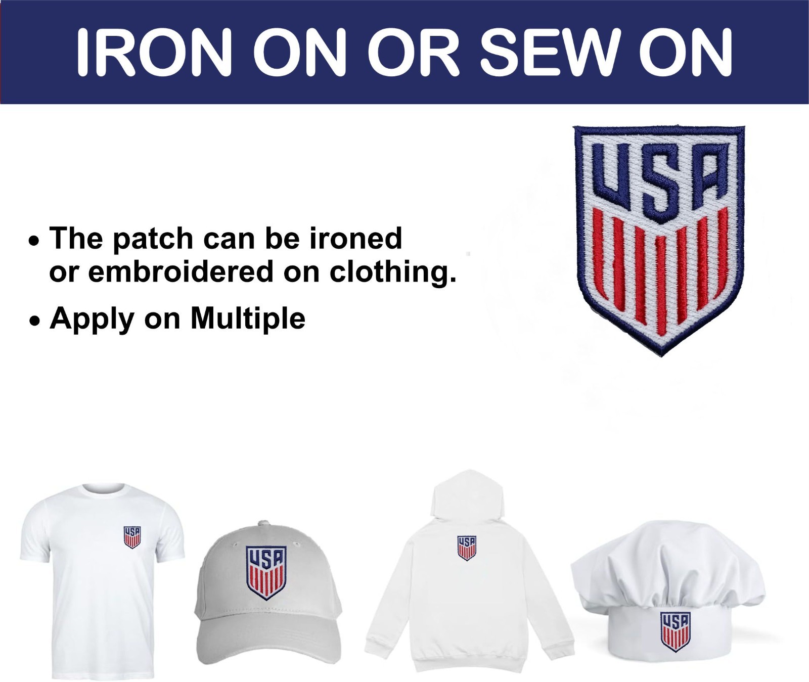 USA Soccer Team Logo Iron on Patch – Sew Patch – Embroidered Patch 3″x2.2″