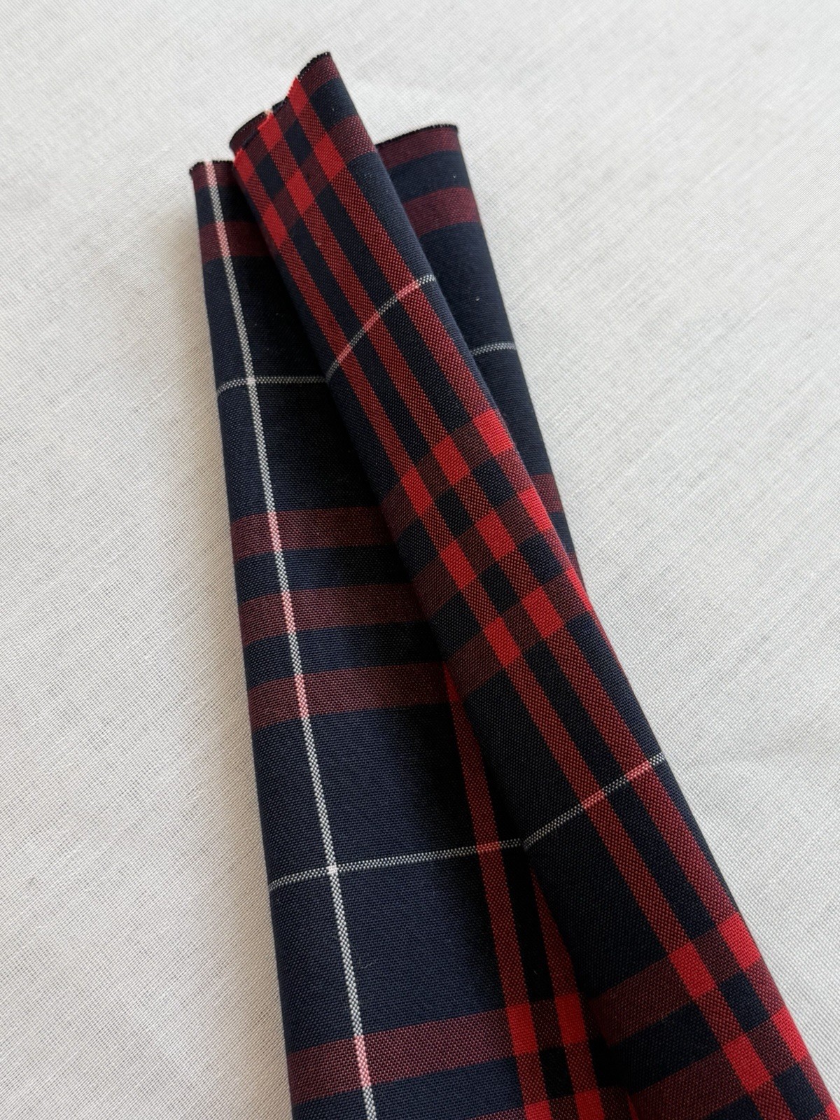 Navy, Red, and White Plaid School Uniform Fabric 100% Polyester by the Yard