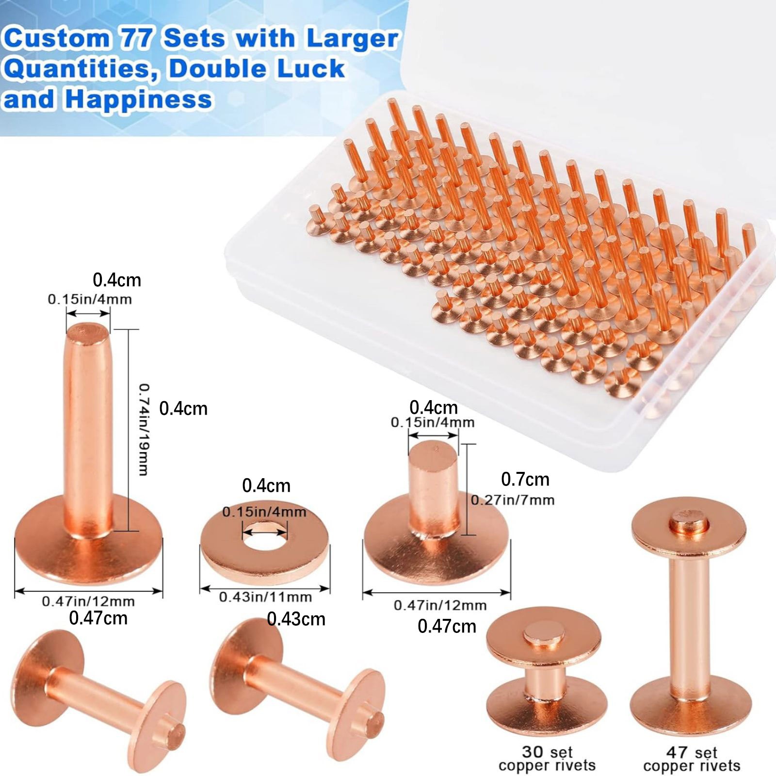 77set/pack Brand New 2-size #9 Copper Rivets Leather Craft Product Accessories