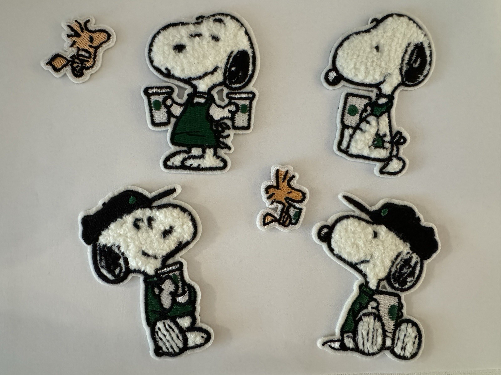 ( Set Of 6) PEANUTS SNOOPY + Starbucks – Embroidered Iron On Or Sew On Patch