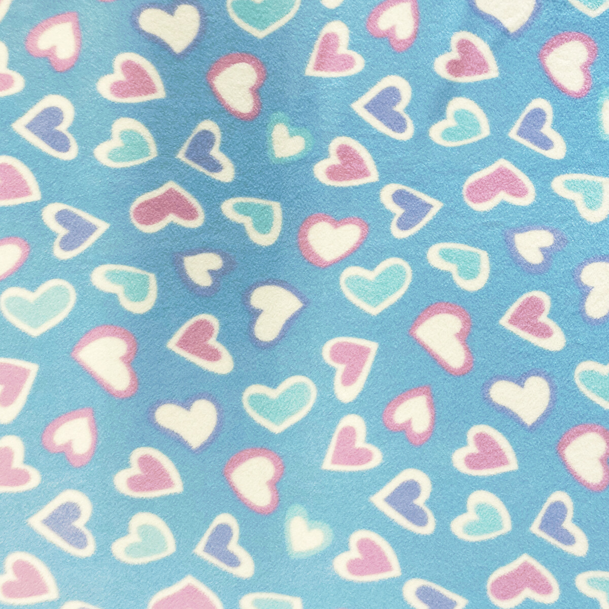 Pastel Hearts Allover Print Fleece Fabric – 60″ Wide – Sold by The Yard & Bolt