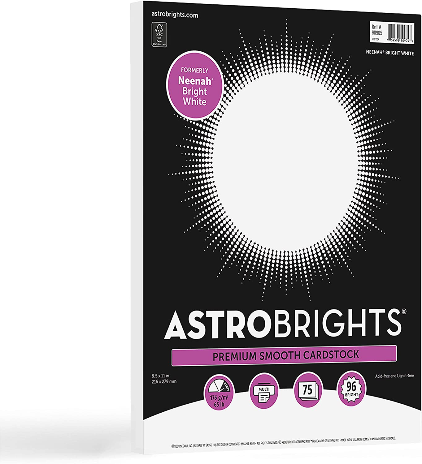 Bright White Cardstock 8.5 X 11 65 Lb/176 Gsm White 75 paper Sheets