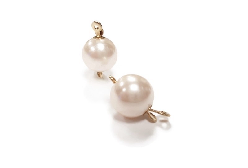 6 Vintage Japanese Pearl Round 11mm Gold Pinch Clasps – DIY Necklace Making L104