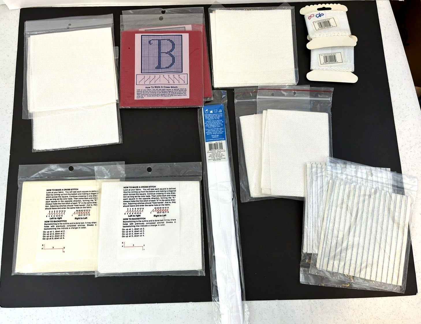 Lot Of 15 Packages~Vintage~Cross Stitch Fabric~Trim~Aida~Cotton~USA~NOS