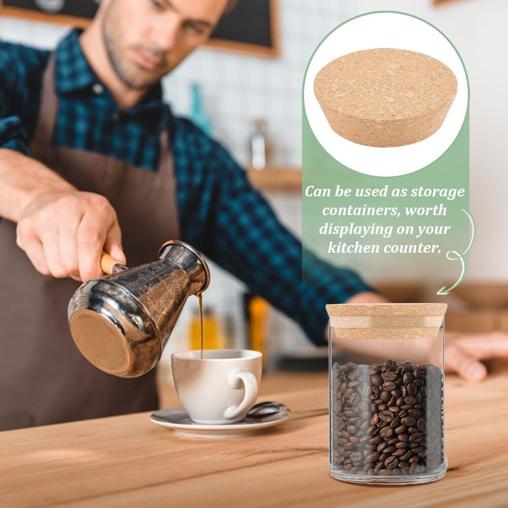 2Pcs Large Cork Lids for Jars, Cork Bottle Stoppers, Tapered Cork Plugs Natural