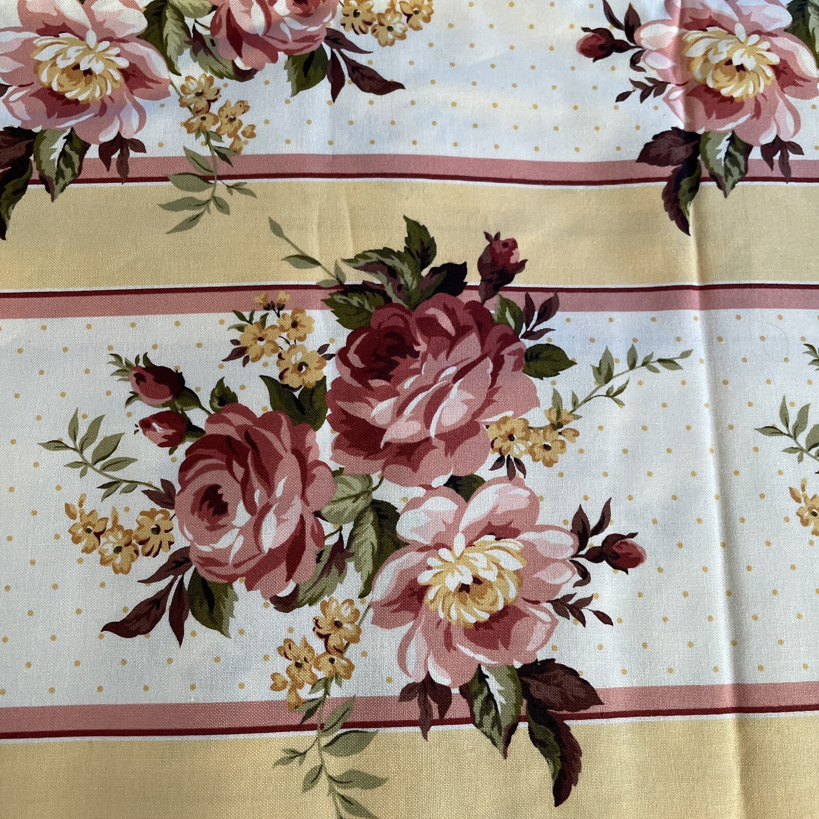 Ellery Dusty Yellow Pink Stripe Polka Dot Rose Border Quilt Soup 3 Yards