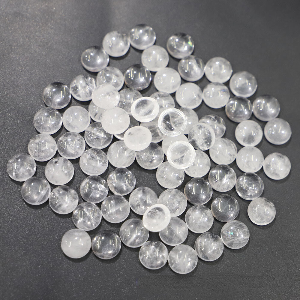 50pcs 10mm Round CAB CABOCHON Natural White Crystal Stone Round Beads No Holes