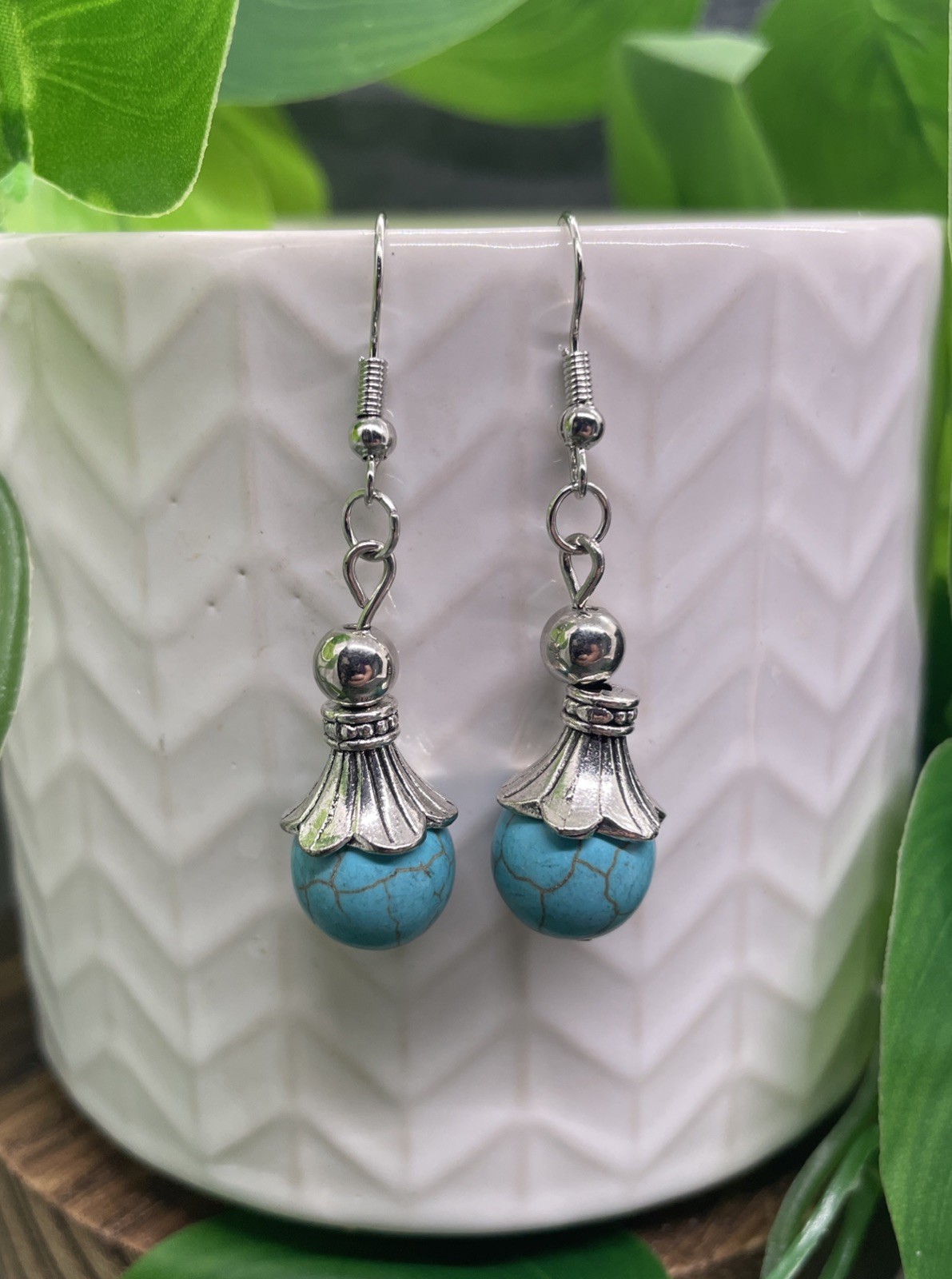 2” Silver-tone Turquoise Boho Drop Dangle Earring Set New Free Ship B7761