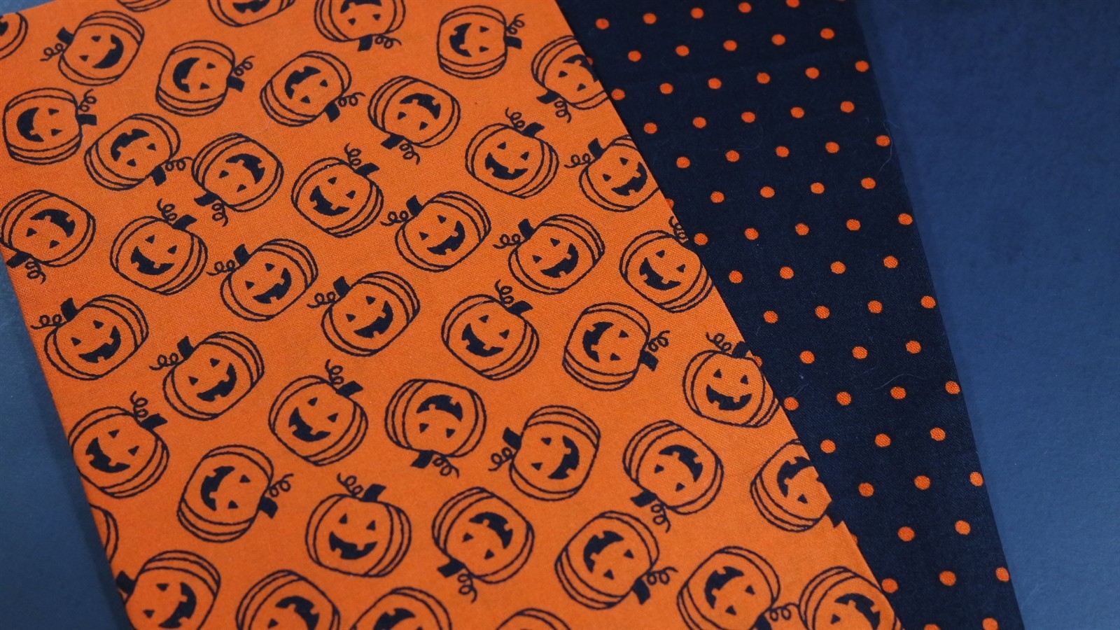Black Orange Pumpkin Polka Dot Bat Halloween Quilt Primitive Fabric Scrap Lot