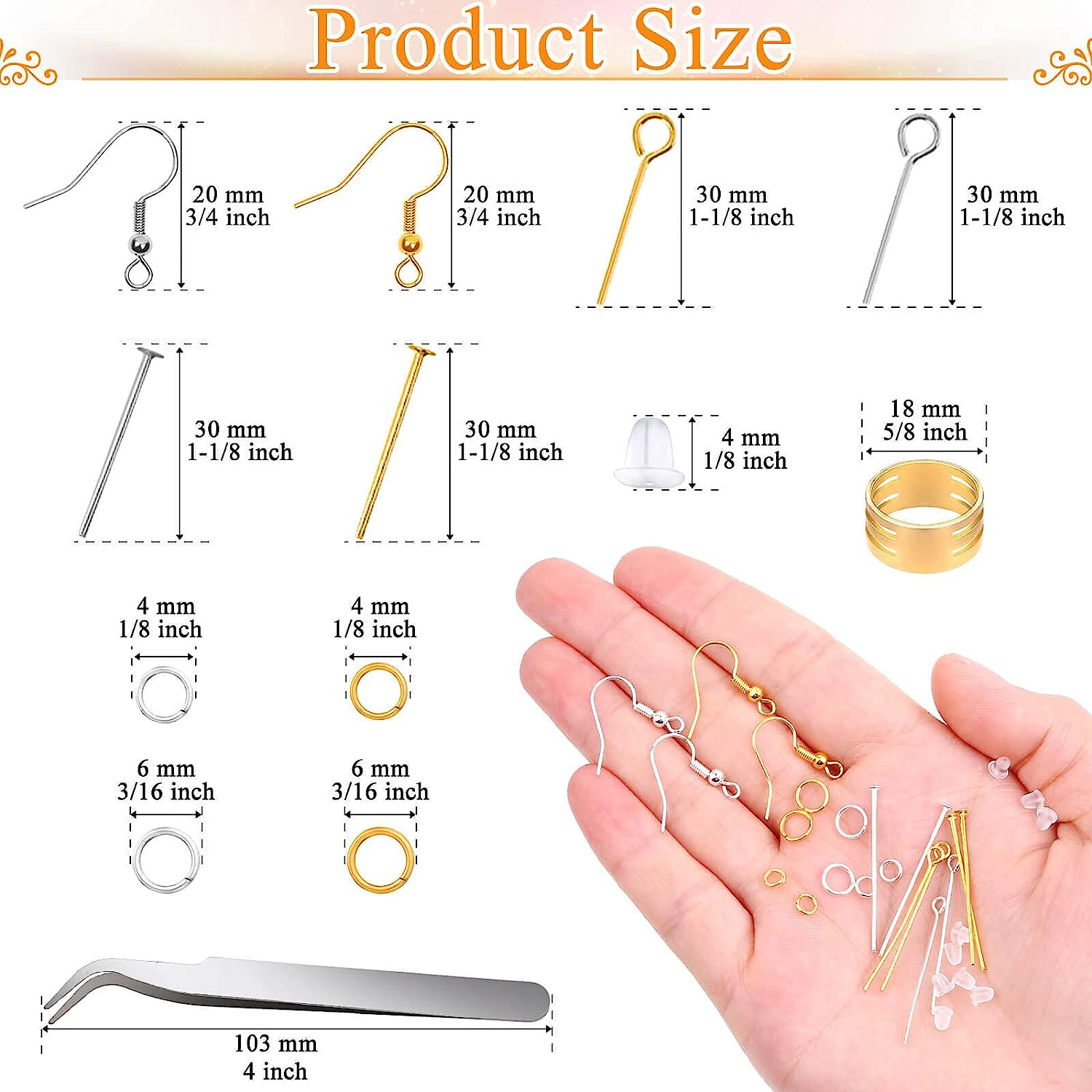 Hypoallergenic Earring Making Kit, 2000Pcs Earring Making Supplies Kit with Hyp