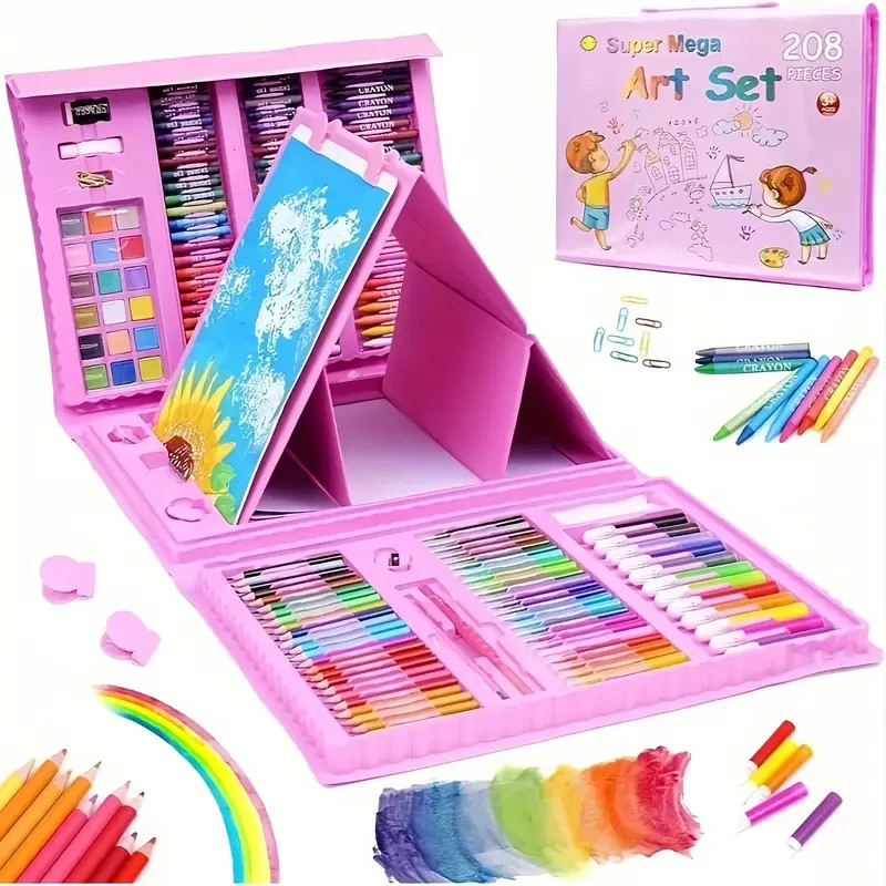208pc Art Drawing Set Kit For Kids Childrens Teens Adults Supplies Paint Pencil