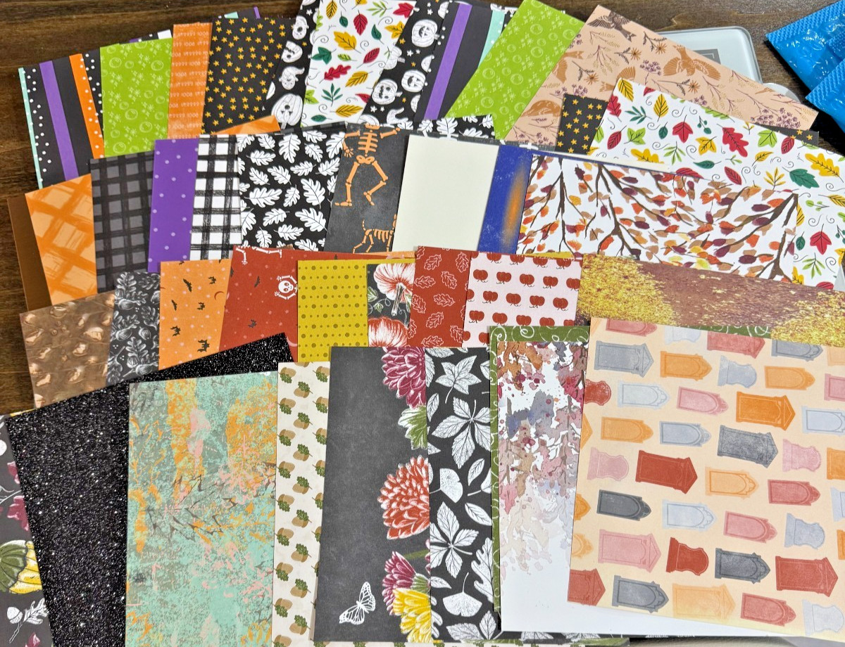 Lot 40 sheets 6×6 Fall, Halloween themed retired Stampin’ UP! Designer Papers