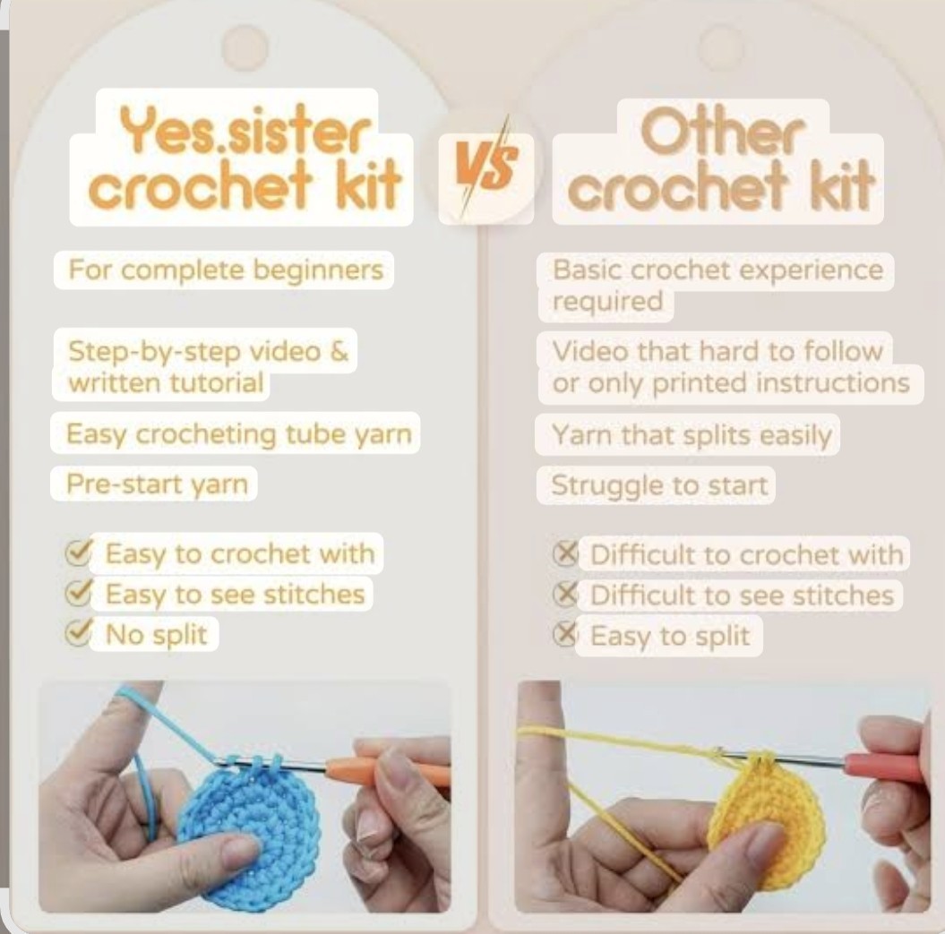Yes sister DIY Crochet Knit Kit for Beginners Potted Red Heart Pink Tulip.
