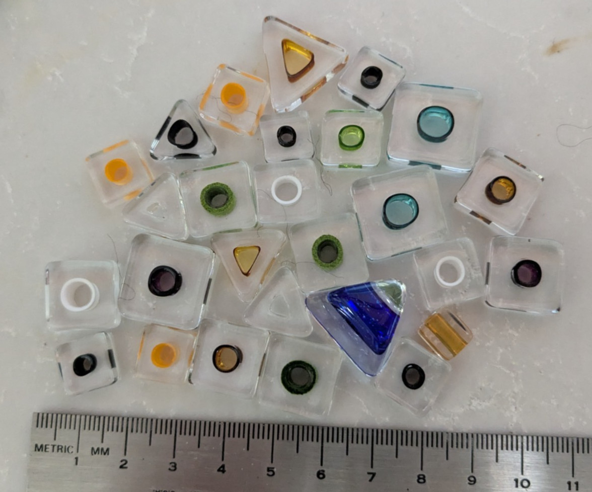 Lot of 20-25 Multicolor Sliced Furnace Glass Beads Assorted Sizes & Colors