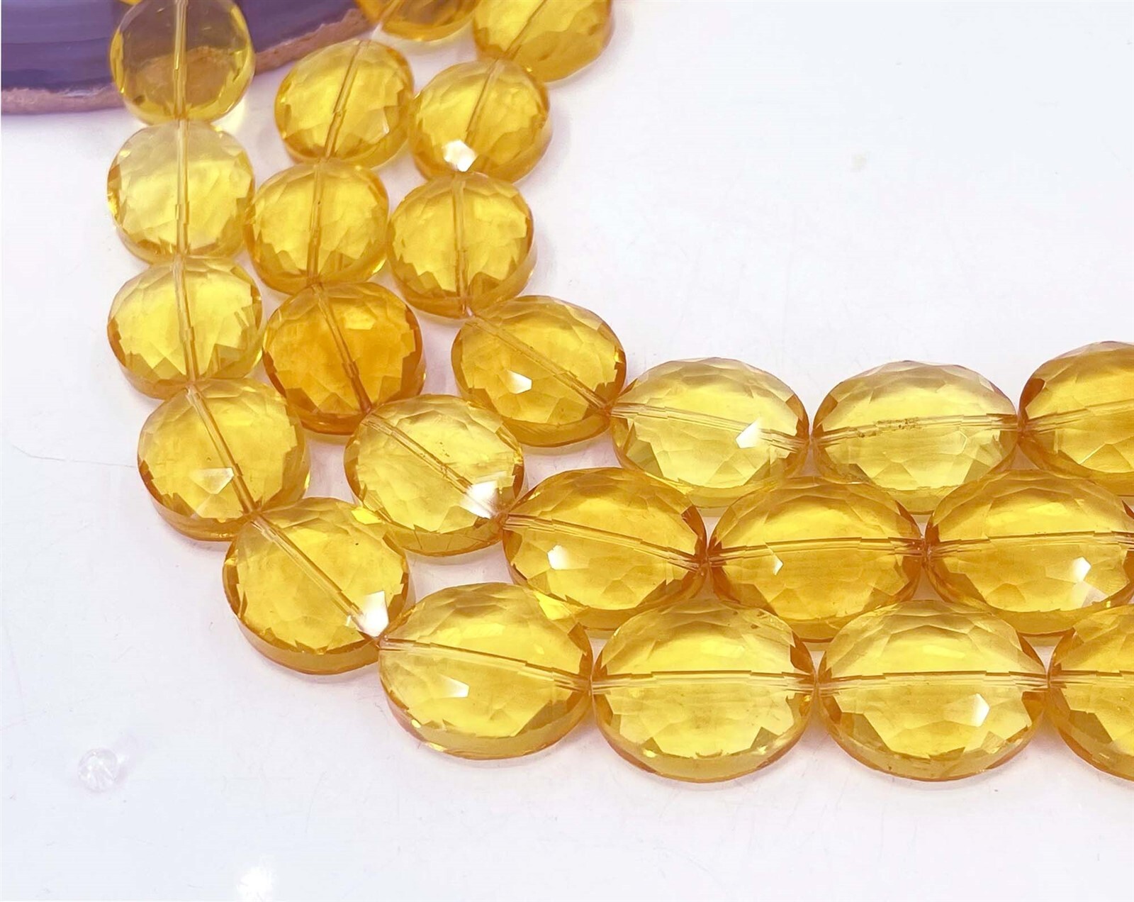 5 Large Fire Polish Glass Gold / Topaz Faceted Oval Crystal Beads 24x20mm