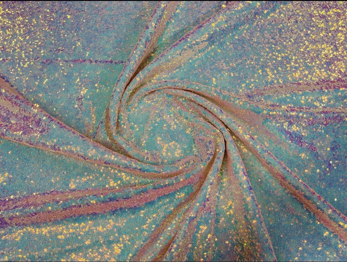 1 Yard Iridescent Pink All over Sequin Fabric