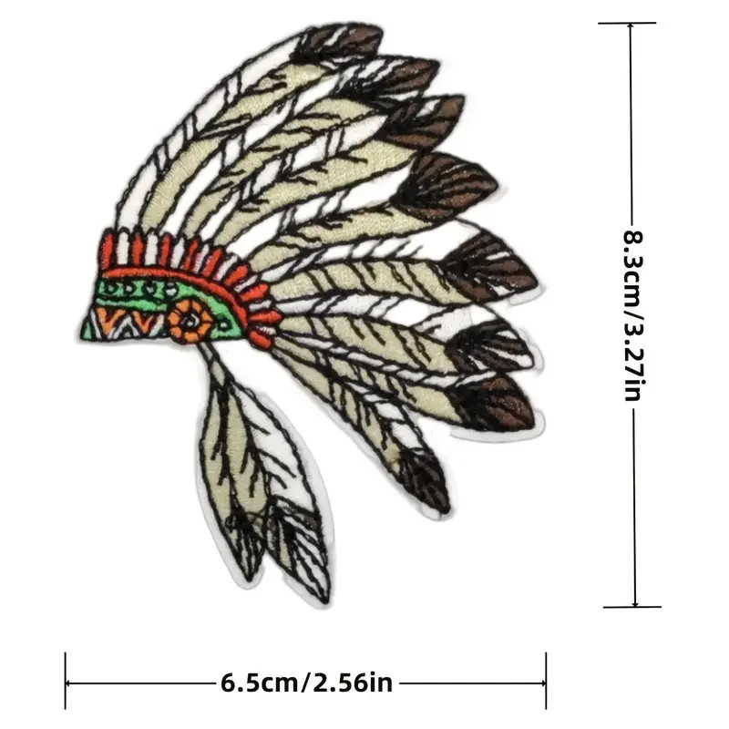 Indian Style Headpiece iron on patch applique 3+1/4 x 2+3/4inch