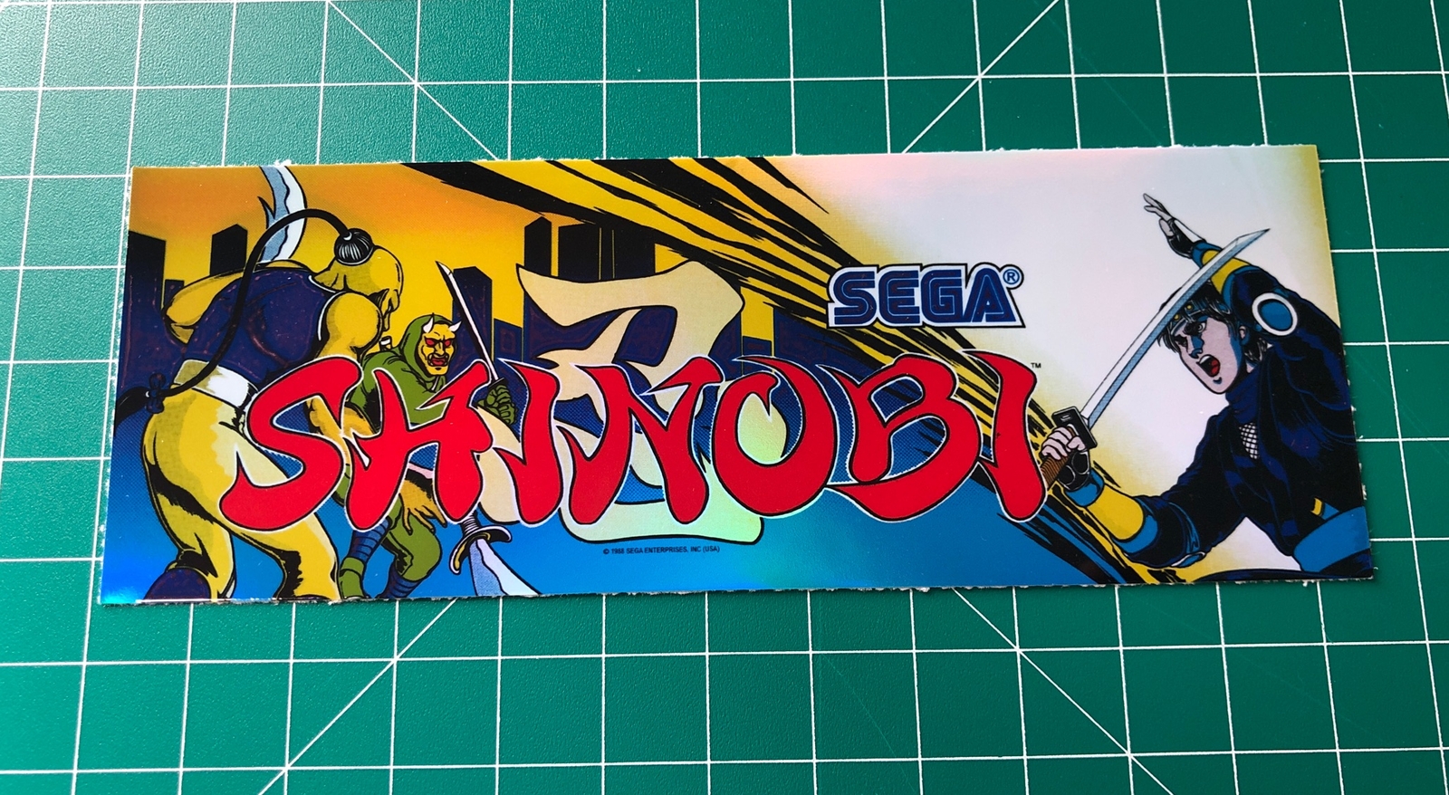 Sega Shinobi Arcade Marquee 2.25×6.25” Sticker Glossy Decal Holographic Vinyl