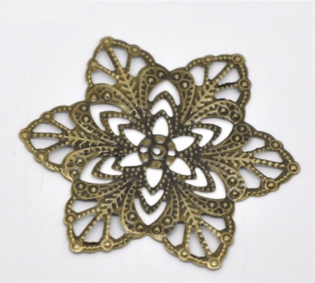 Pkg of 30 FLOWER Antique Bronzed FILIGREE WRAPS 2-1/4″ (57mm) (14283)