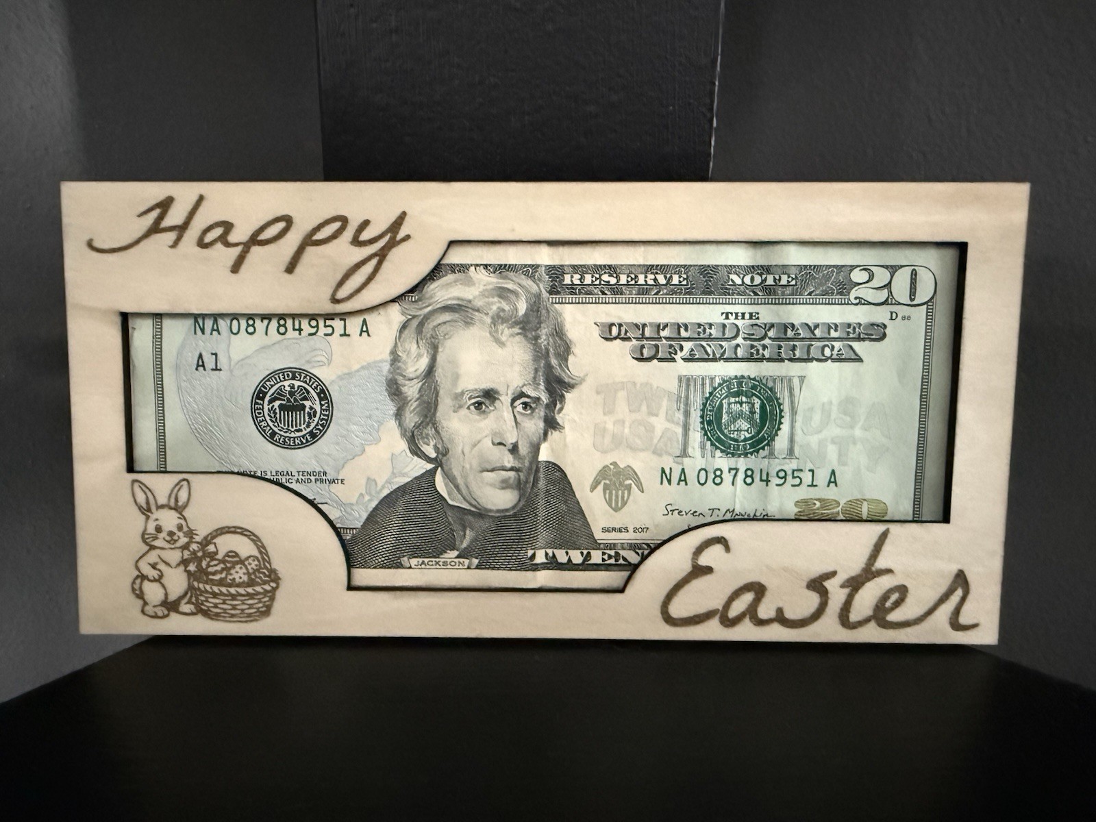 Easter Wooden Money Holder Bunny New