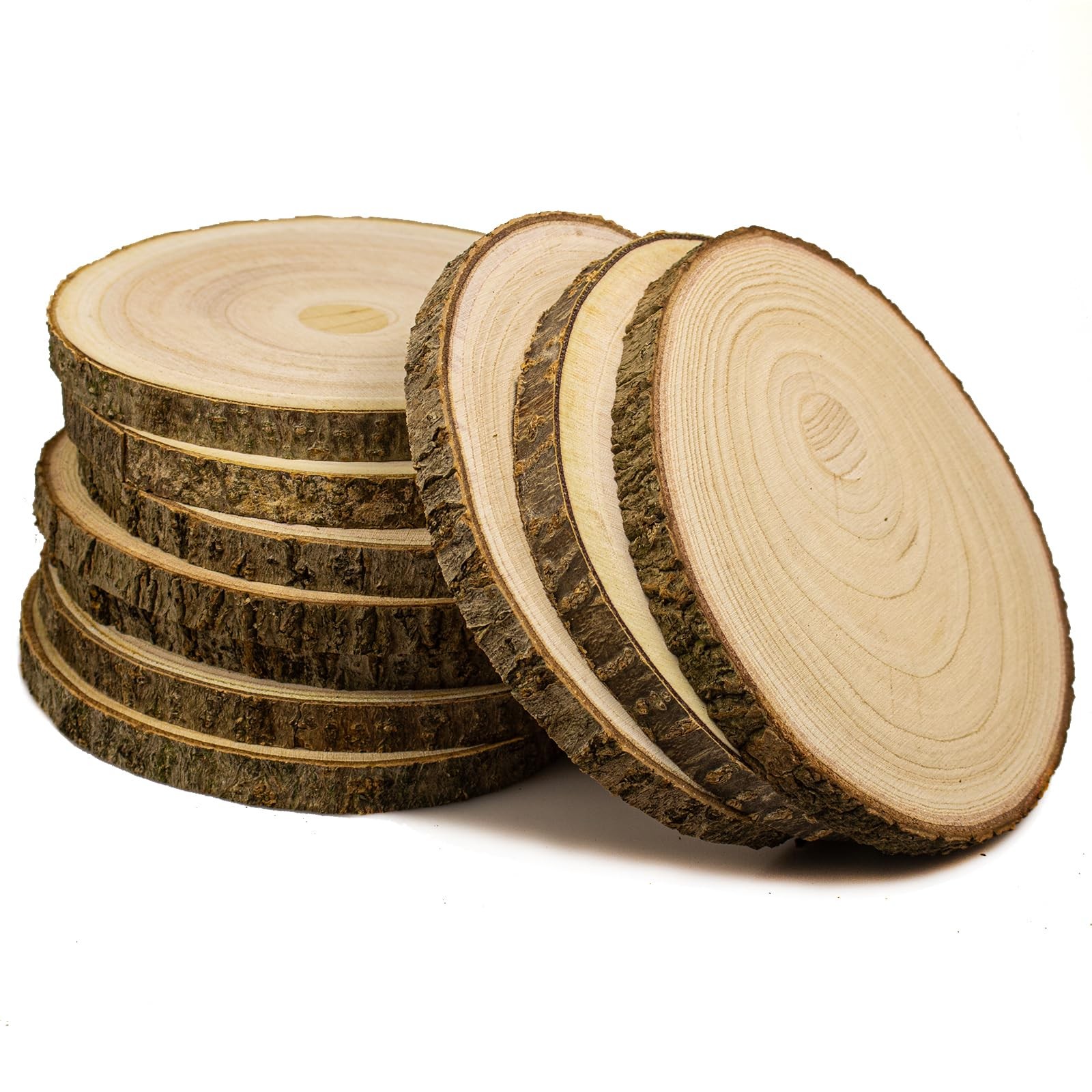 Unfinished Wood Slices 10pcs 6-7 Inches 0.5-0.55″ Thick – Rustic Centerpieces