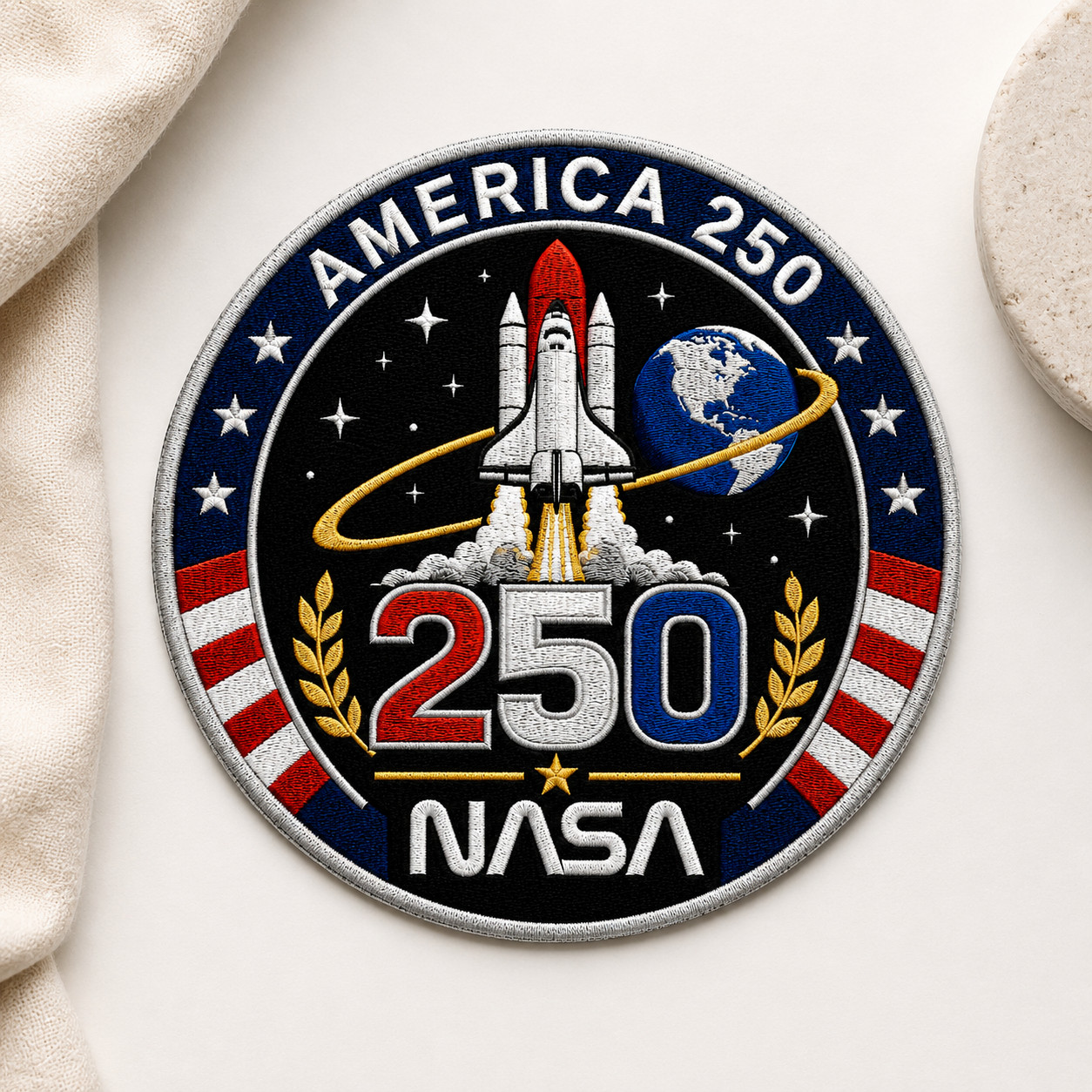 America 250th Anniversary, NASA Patch USA Flag Artermis II Embroidered Patch
