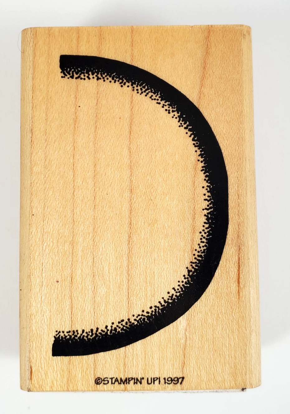 Vintage 1997 Stampin Up Wood Mounted Rubber Stamp Crescent Arch Curved