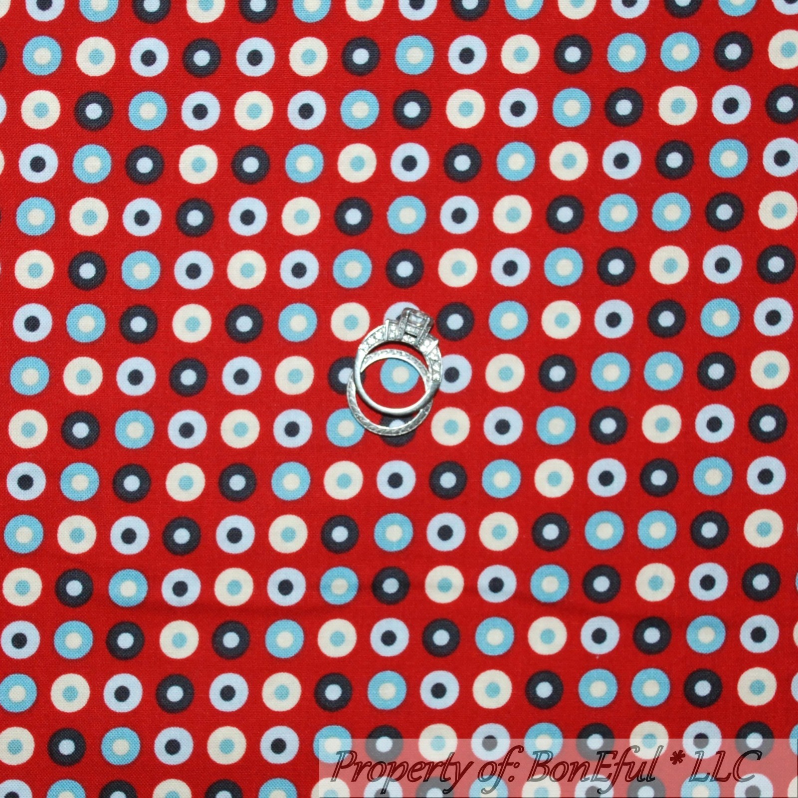 BonEful FABRIC Cotton Quilt Red Navy Blue White Polka Dot Stripe Summer US SCRAP