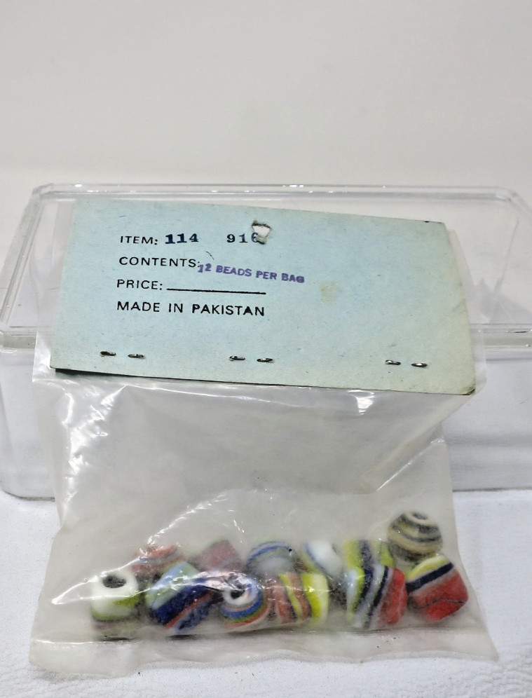 Glass Swirl Beads Lot of 12 Handmade Variety Color & Shapes Made in Pakistan