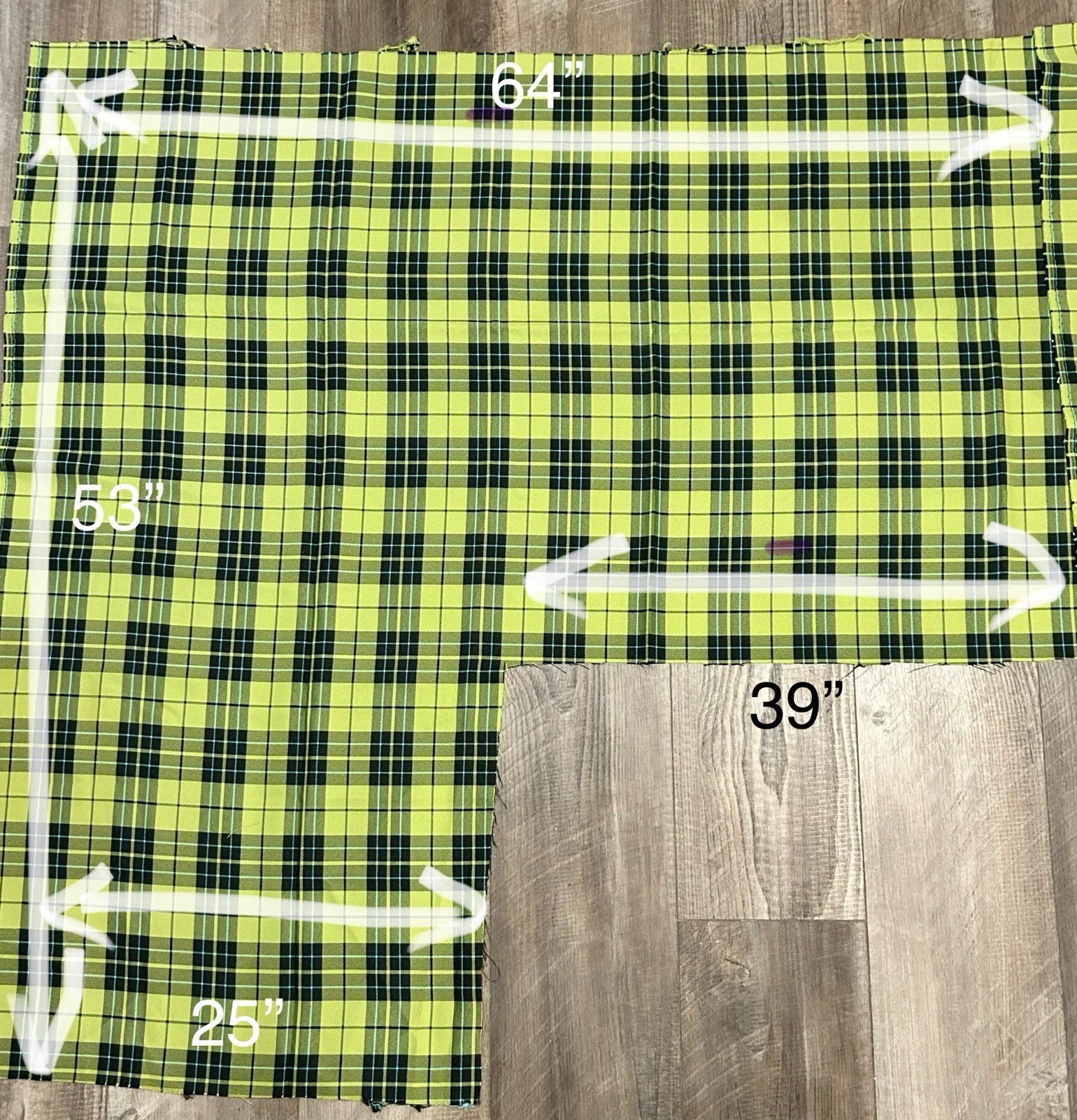 Green Plaid Sewing Remnant Apparel Fabric Material Polyester Easy Care