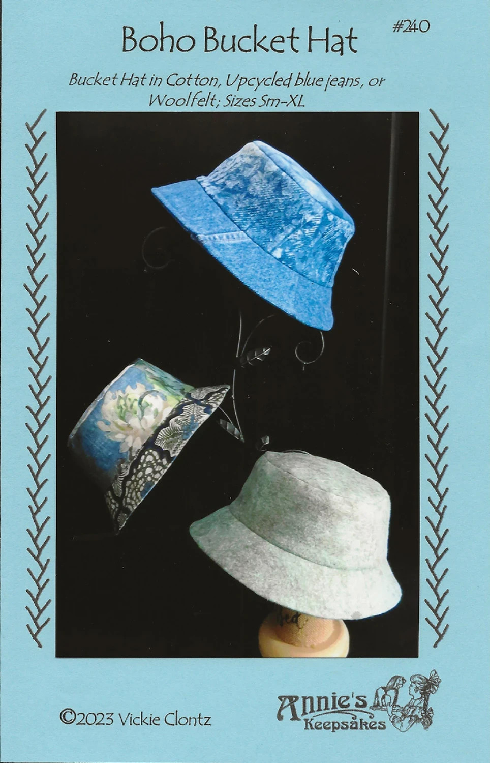 Annie’s Keepsakes BOHO BUCKET HAT Sewing Pattern ~ All Sizes Guys & Gals