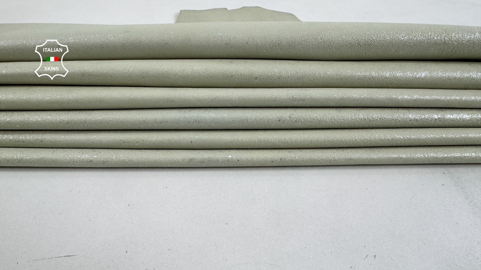 GREENISH GREY DISTRESSED SILVER VINTAGE Goat leather 2 skins 10sqf 0.7mm #Z502