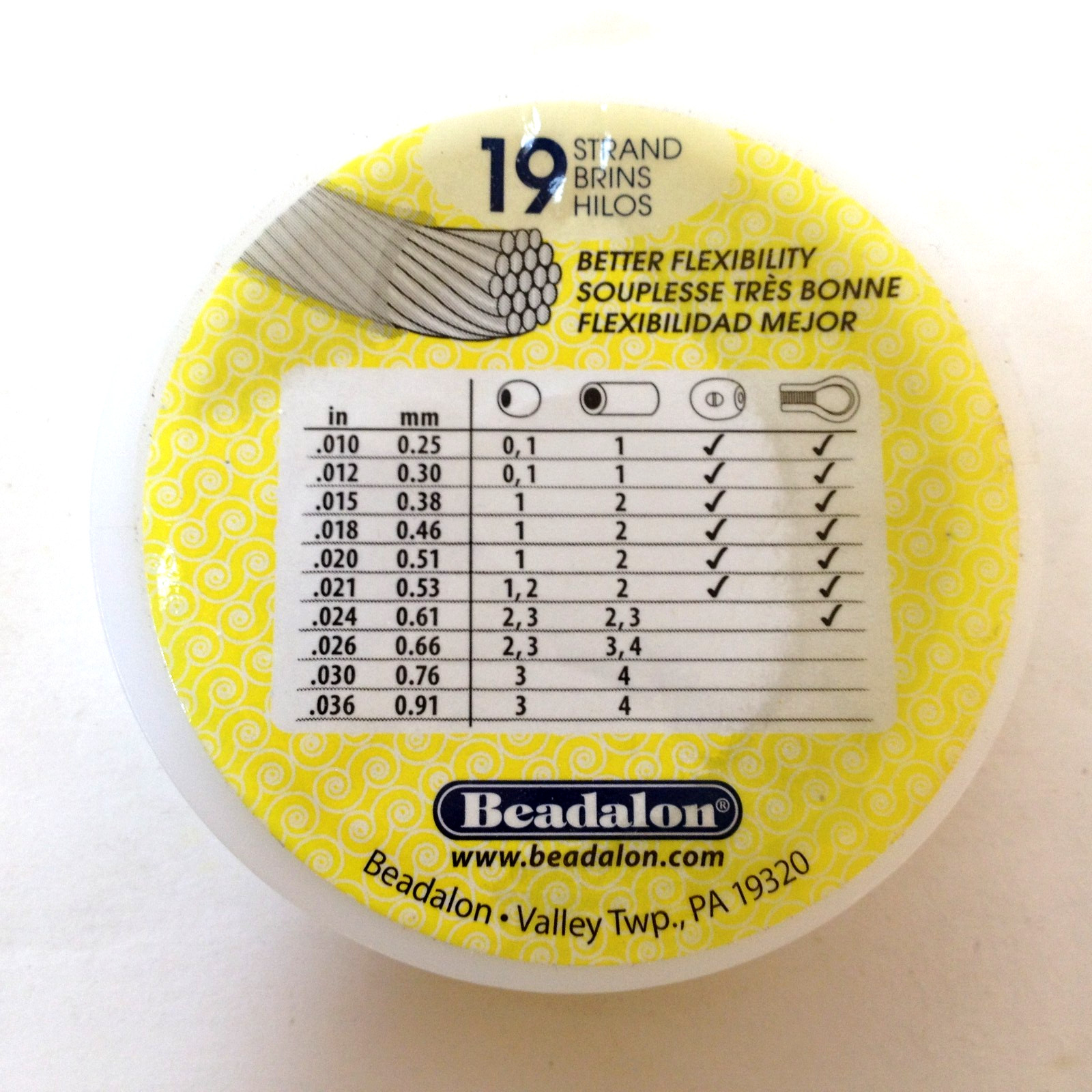 Beadalon 19 Strand Bead Stringing Wire .024 in 0.61 mm Silver Color 30 Ft Flex