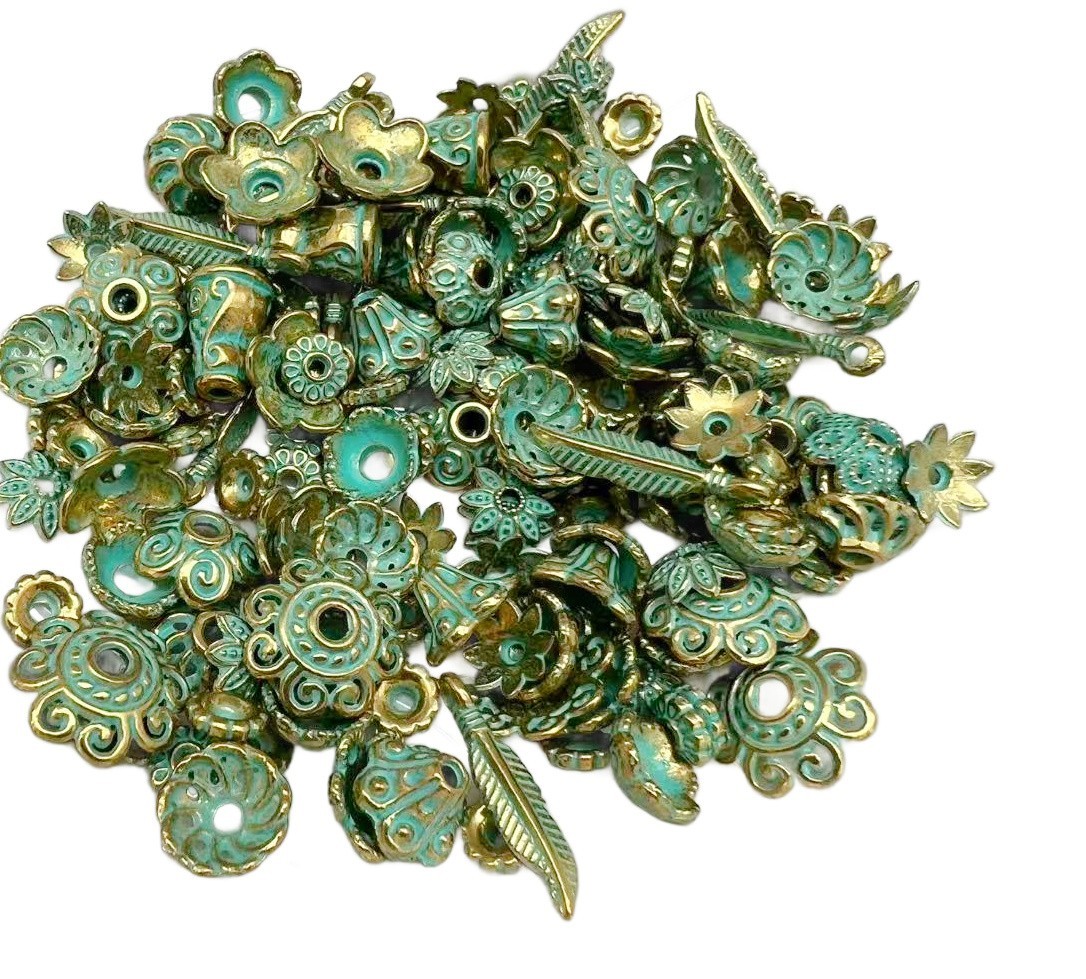 Antique Bronze Patina Flower Bead Caps 4mm~15mm Beads 40g (Appx 130PC)